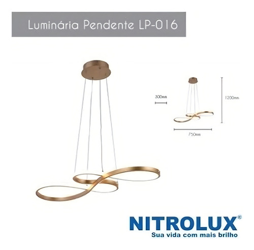 Lustre Pendente 40w Design Moderno 3 Em 1 Lp-016a 127/220v Dourado