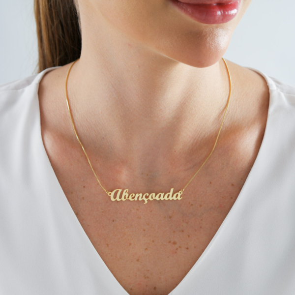 Colar Corrente Abençoada Ouro 18k Feminino Delicado Elegante