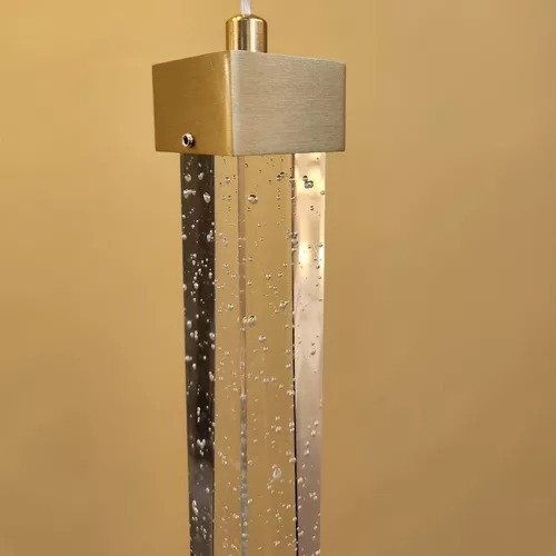 Pendente Led Cristal Quadrado Dourado 3 Temperaturas Dourado