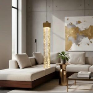 Pendente LED de Vidro Dourado 33cm Luz Ajustável 3500K a 6500K Com Cabo 2m