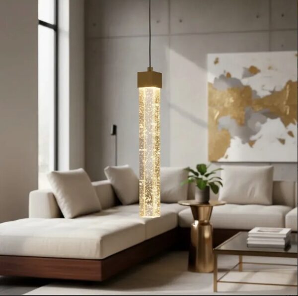 Pendente LED de Vidro Dourado 33cm Luz Ajustável 3500K a 6500K Com Cabo 2m
