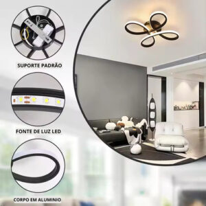 Plafon Led 3 Em 1 Bivolt 40w Decor Cincerella Preto 127/220v Preto