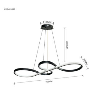 Lustre Pendente Sala de jantar Cozinha Moderno Led 40w 3 Em 1 Bivolt 127/220v Preto