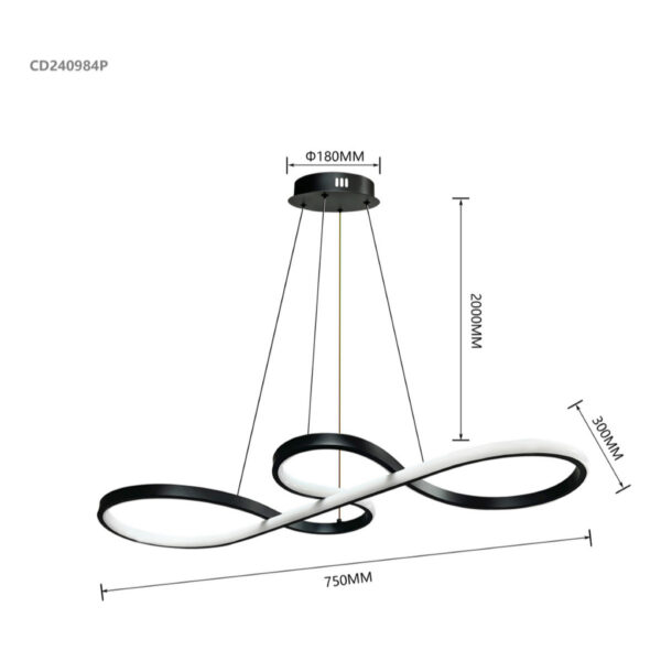 Lustre Pendente Sala de jantar Cozinha Moderno Led 40w 3 Em 1 Bivolt 127/220v Preto