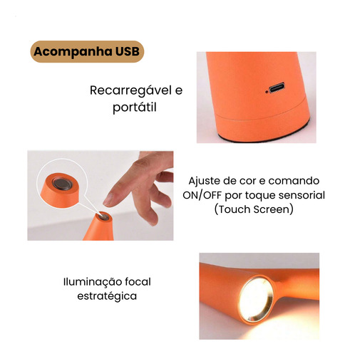 Luminária De Mesa Moderna Led Touch Eclick Bivolt Vermelho Vermelho Vermelho 127/220v