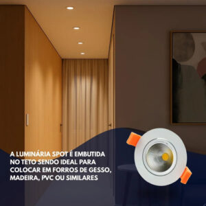 Kit 4 Spots Led Embutir Redondo 5w Branco Quente 5w Branco
