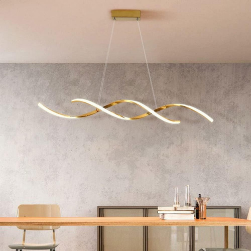 Lustre Pendente Espiral 3 Em 1 Dourado Com Controle Eclick Cor da estrutura:Dourado;Voltagem:127/220V