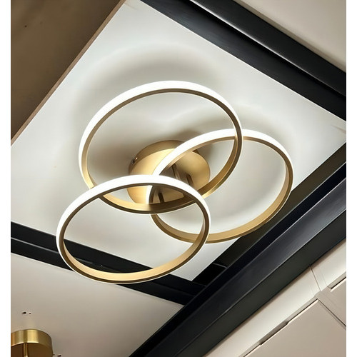 Luminária Plafon Led De Sobrepor 3 Anéis Selene 45w 3 Em 1 Bivolt Dourado 127/220v Dourado