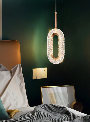 Kit 2 Luminária Pendente Teto Cristal Led Oval Dourado 3 Em1 Voltagem127/220v Dourado