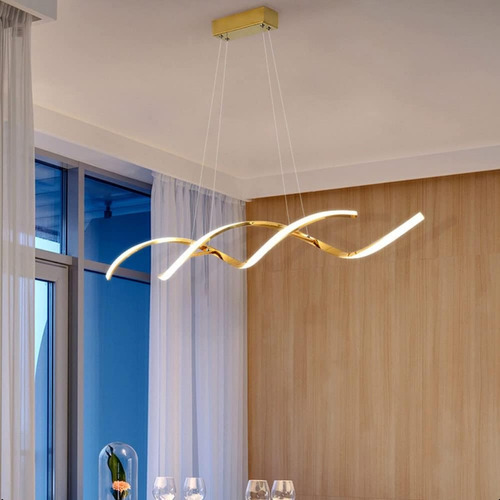 Lustre Pendente Espiral 3 Em 1 Dourado Com Controle Eclick Cor da estrutura:Dourado;Voltagem:127/220V