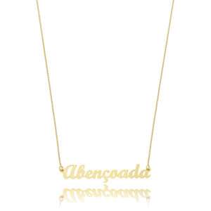 Conjunto Colar Abençoada E Brinco Ponto De Luz Vitrine Ouro