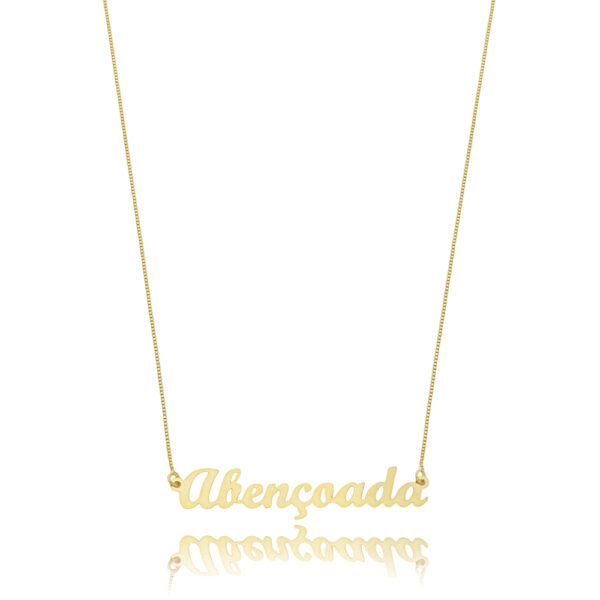Conjunto Colar Abençoada E Brinco Ponto De Luz Vitrine Ouro