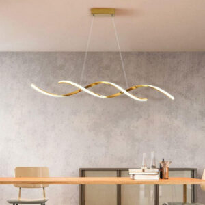 Lustre Pendente Espiral 3 Em 1 Dourado Com Controle Eclick