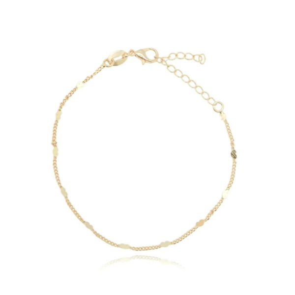 Pulseira Corações Ouro 18k Feminina Delicada Elegante