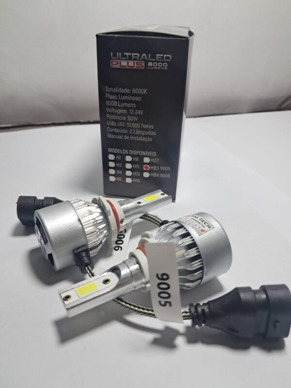 Par Lâmpada Super LED Farol Ultra Plus 6000K Branca HB3 9005