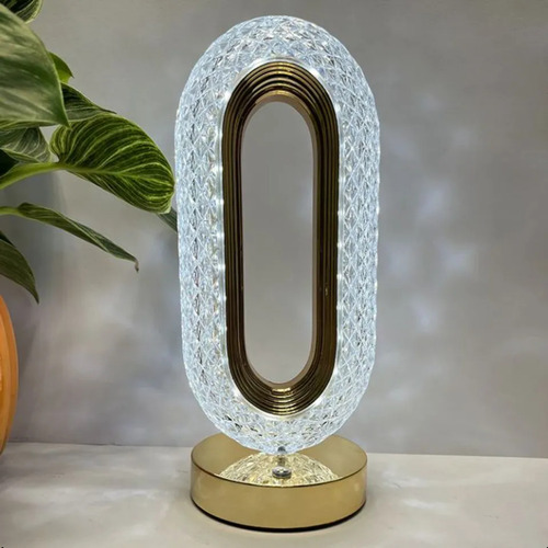 Luminária Cristal Abajur Oval Usb 5w  Bivolt Dourado Eclick Dourado Dourado 127/220v