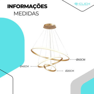 Lustre Pendente Led Bivolt Decor Cinderella Dourado 127/220v Dourado