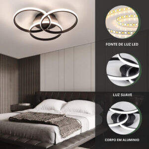Plafon Led 3 Em 1 Decor Cinderella Com Controle Remoto 127/220v Preto