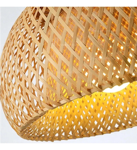 Pendente Artesanal De Bambu Natural 30cm Cinderella Decor 127/220v Marrom
