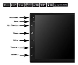 Central Multimídia 7” 2 Din T180 CarPlay Android Auto