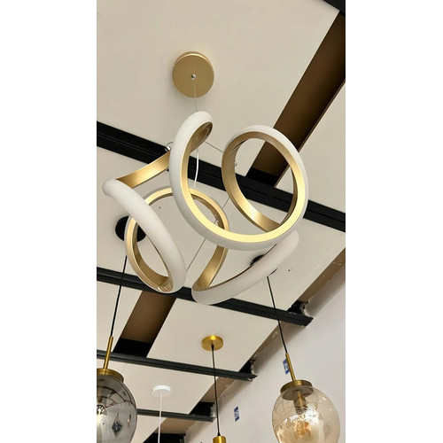 ff1261fa6390584d2f7aa01cd6b7493f.jpeg Lustre Pendente Led Ondas Design Moderno 35w Luz 3 Temperaturas 127/220v Dourado
