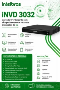 GRAVADOR DIG. DE VÍDEO IP 32 CANAIS INVD 3032 INTELBRAS