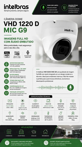 CÂMERA DOME VHD 1220 D MIC G9 INTELBRAS
