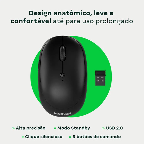 MOUSE INTELBRAS MSI100 -SEM FIO PRETO BLISTER INTELBRAS
