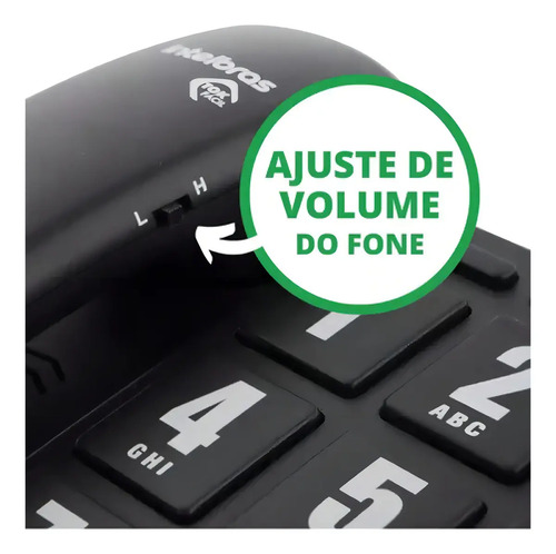 TELEFONE C/FIO TOK FACIL PRETO INTELBRAS