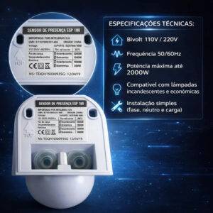 INTERRUPTOR SENSOR P/ILUMINACAO ESP 180 INTELBRAS