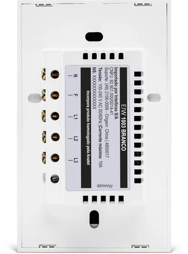 INTERRUPTOR TOUCH WI-FI 3 TECLAS EIW 1003 BR INTELBRAS