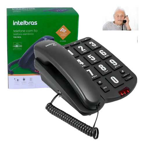TELEFONE C/FIO TOK FACIL PRETO INTELBRAS
