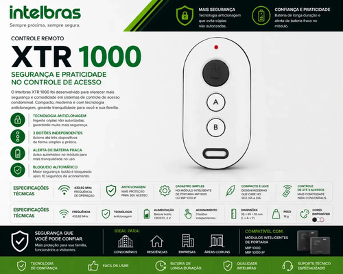 CONTROLE XTR 1000 BRANCO/PRETO INTELBRAS