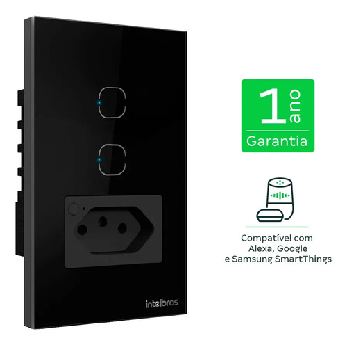 TOMADA SIMPLES 10A E 2 TECLAS WI-FI ETW 1021 PT INTELBRAS