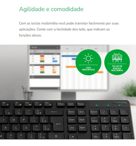 TECLADO INTELBRAS TCI10 -COM FIO PRETO INTELBRAS