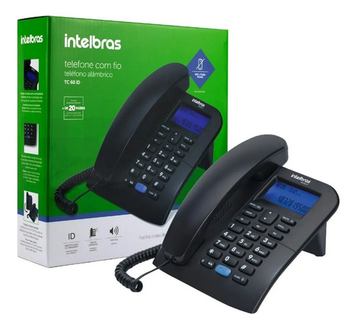 TELEFONE COM FIO TC 60 ID PRETO INTELBRAS