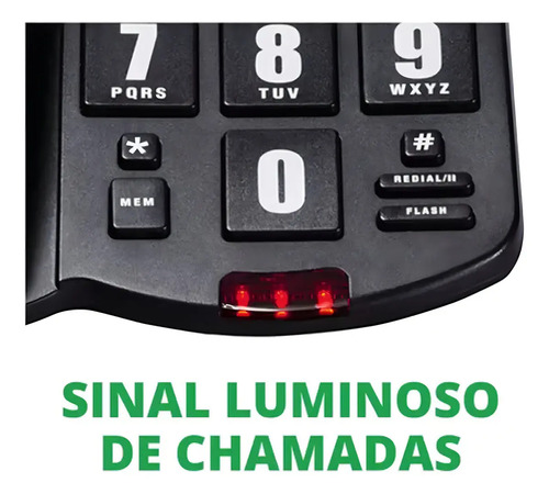 TELEFONE C/FIO TOK FACIL PRETO INTELBRAS