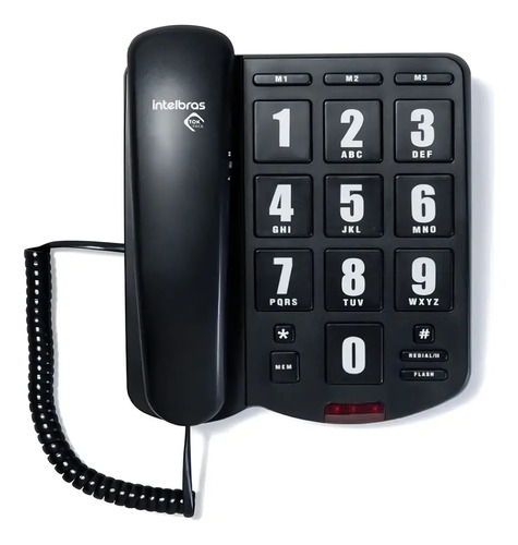 TELEFONE C/FIO TOK FACIL PRETO INTELBRAS