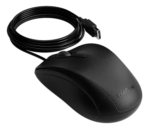 MOUSE INTELBRAS MCI10 -COM FIO PRETO INTELBRAS