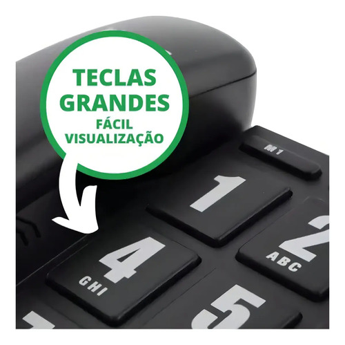 TELEFONE C/FIO TOK FACIL PRETO INTELBRAS
