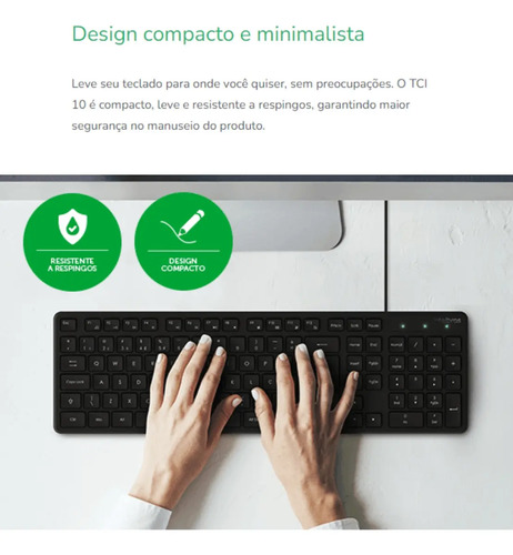 TECLADO INTELBRAS TCI10 -COM FIO PRETO INTELBRAS
