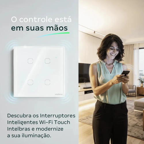 INTERRUPTOR TOUCH WI-FI 2 TECLAS EIW 1002 BR INTELBRAS