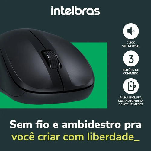 MOUSE INTELBRAS MSI55 -SEM FIO PRETO BLISTER INTELBRAS