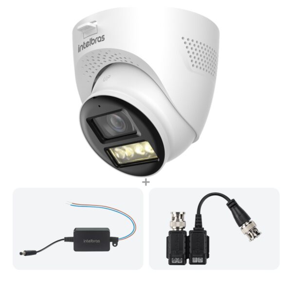 Kit VHD 3240 D DUAL AUDIO FC+ CÂMERA DOME + Fonte + Balun
