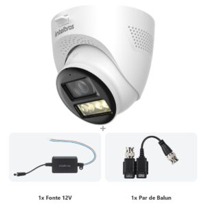 Kit VHD 3240 D DUAL AUDIO FC+ CÂMERA DOME + Fonte + Balun