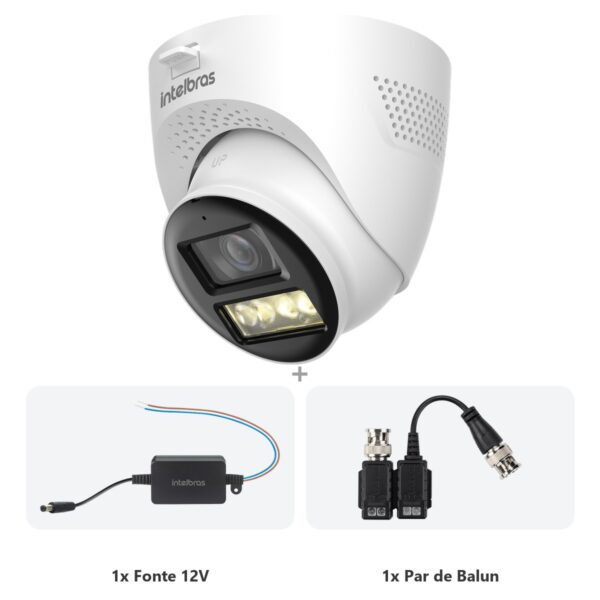 Kit VHD 3240 D DUAL AUDIO FC+ CÂMERA DOME + Fonte + Balun