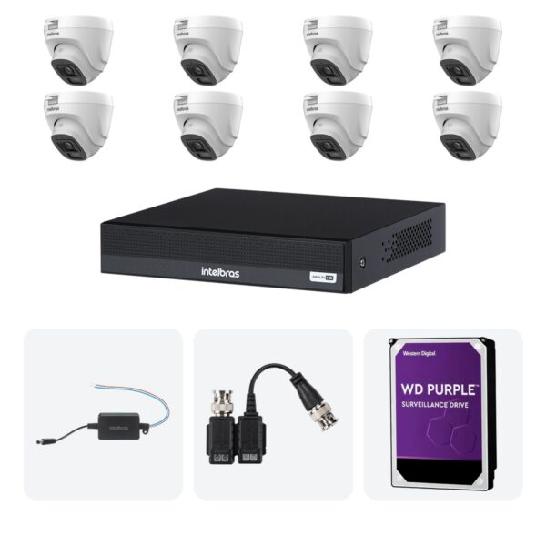 Kit 8 Cameras VHL 1220 D + DVR MHDX 1208-C 8 Canais + HD 1TB + Fontes + Baluns