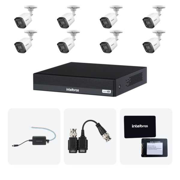 Kit 8 Cameras VHL 1220 B + DVR MHDX 1208-C 8 Canais + SSD 512GB + Fontes + Baluns