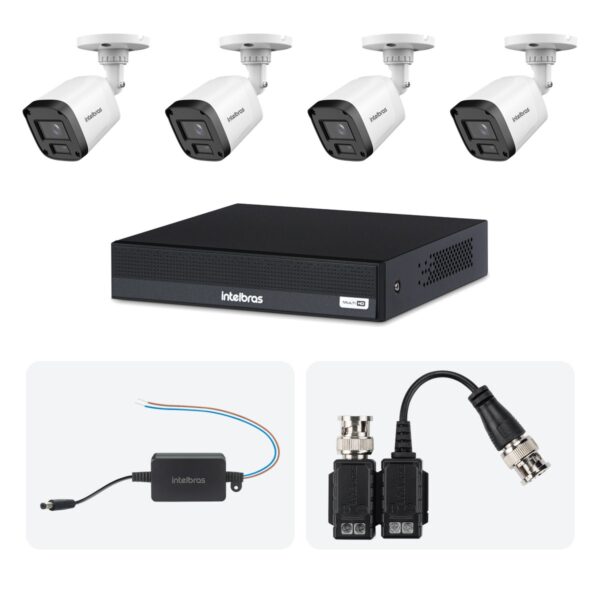 Kit 4 Cameras VHL 1220 B + DVR MHDX 1204-C 4 Canais + Fontes + Baluns