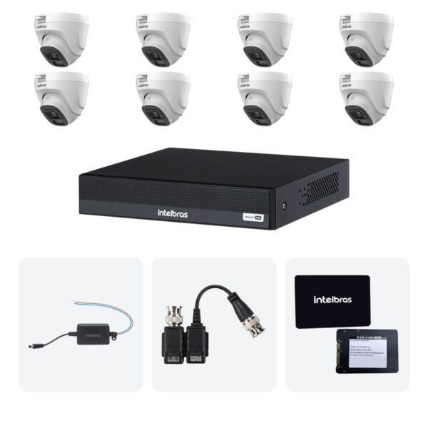 Kit 8 Cameras VHL 1220 D + DVR MHDX 1208-C 8 Canais + SSD 512GB + Fontes + Baluns